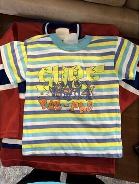 Vintage 80s/90s Neon Surf Tee Striped 3T